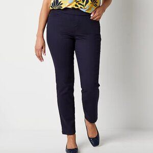 Liz Claiborne Amber Womens Straight Mid Rise Pull-On Pant, Navy Sz 16 NWT